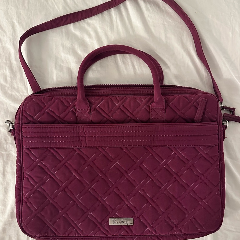 Vera Bradley Quilted Laptop Bag in Deep Plum, Magenta, Purple